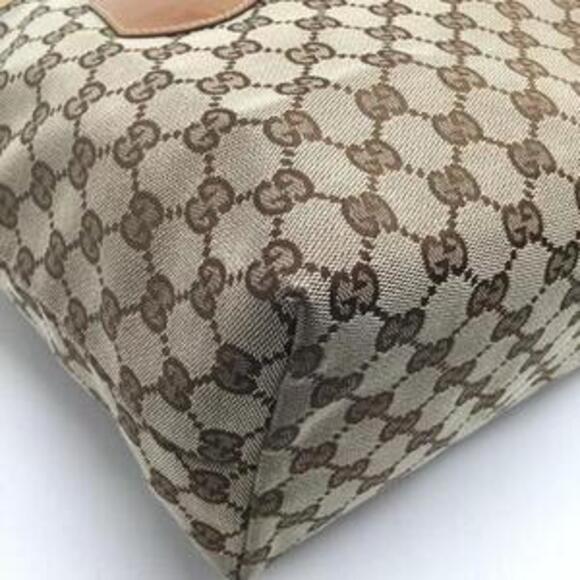 Gucci Tote Bag Charm Canvas Vernis Patent Leather Beige Brown - Picture 5 of 8